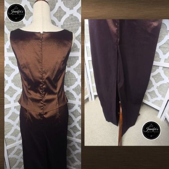 Cameron Blake by Mon Cheri Brown 2-Piece Taffeta Sleeveless Dress and Jacket 8 - Picture 10 of 14